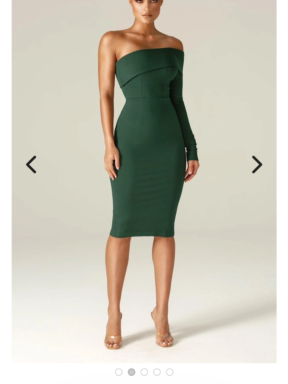 NWT Aliava Rita Women’s One-Shoulder Long Sleeve Emerald Green Dress - Picture 3 of 6